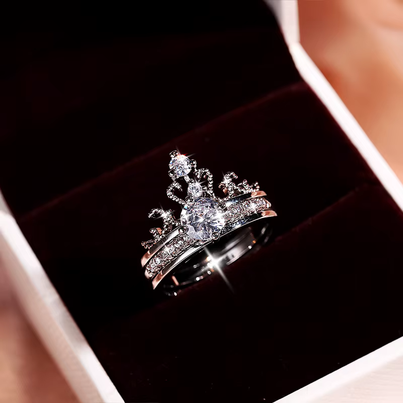 Bague couronne en argent 925 pour femmes