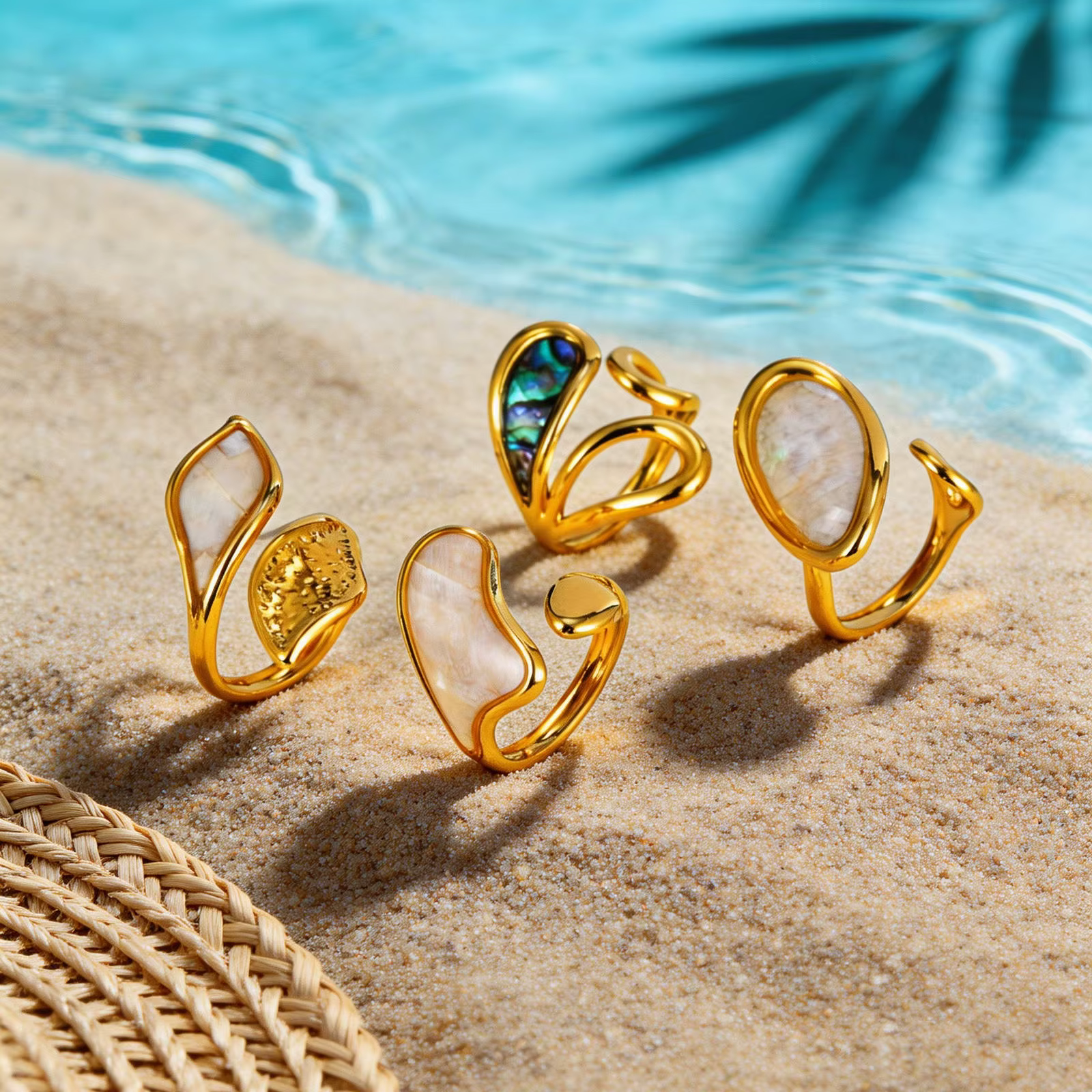 Bague en coquille d'ormeau naturelle
