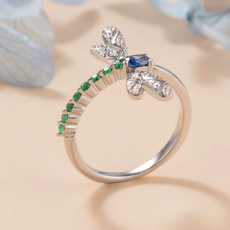 Buyee 925 bague libellule en argent Sterling excellente couleur Zircon bijoux pour femmes mode fête