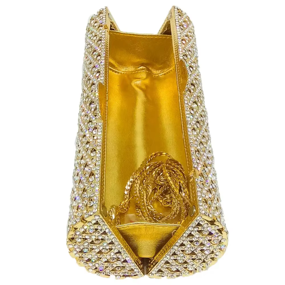 Boutique De FGG élégant baril rond femmes petits sacs De soirée cristal pochette