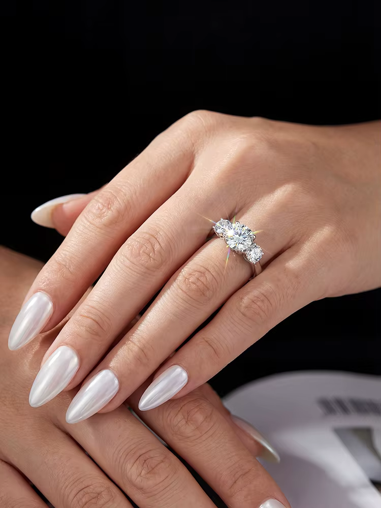 Bagues en diamant Moissanite brillant 1CT pour femmes