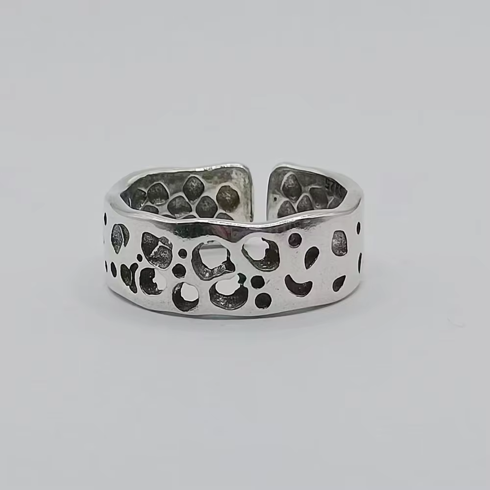 Bague creuse irrégulière créative pour femmes et hommes