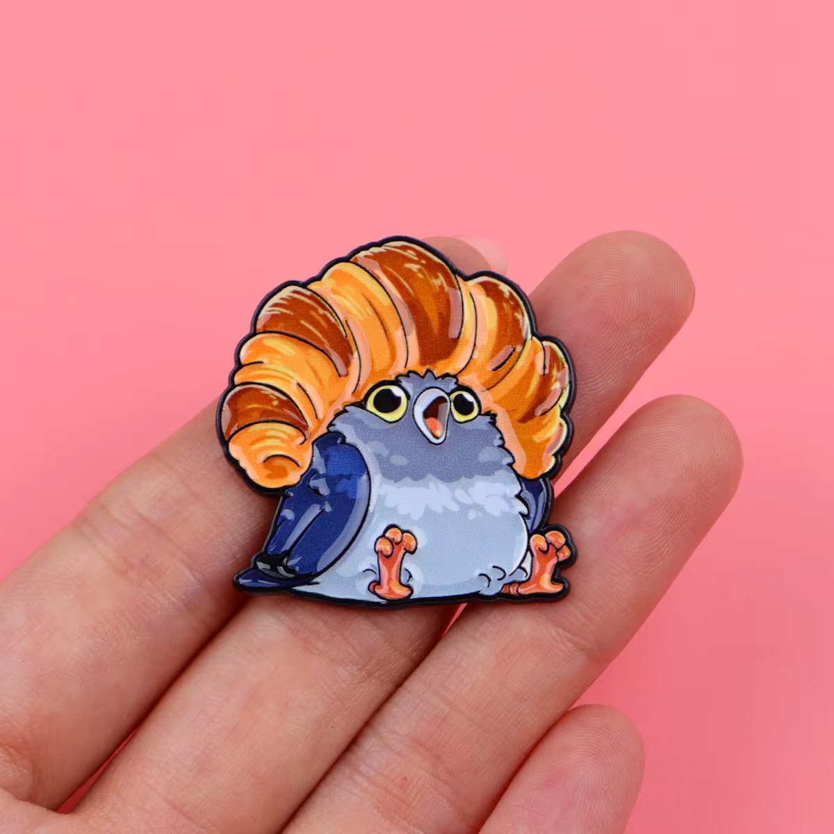 Broche en émail Pigeon Croissant Français, Épingles de revers, Badges pour sacs à dos et vêtements, Accessoires, Bijoux amusants, Cadeaux