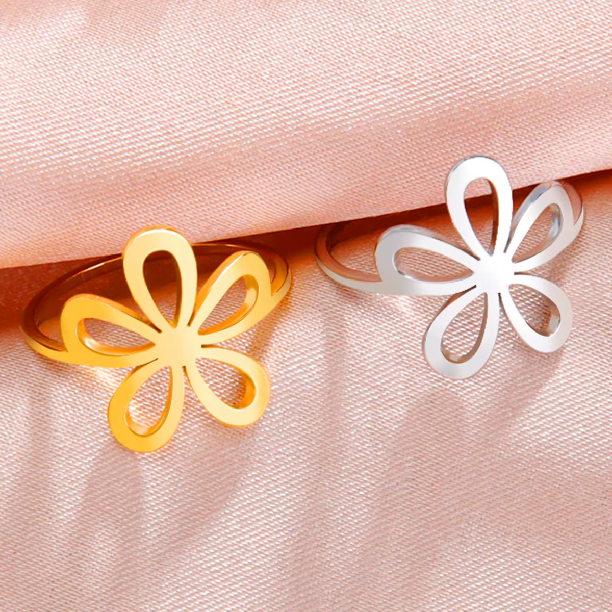 LIKGREAT acier inoxydable marguerite fleur bague femmes couleur or esthétique bohème
