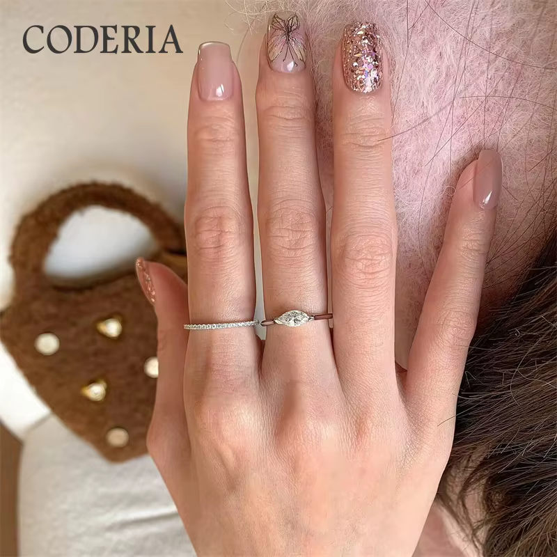 Bagues en Moissanite taille Marquise 1CT pour femmes