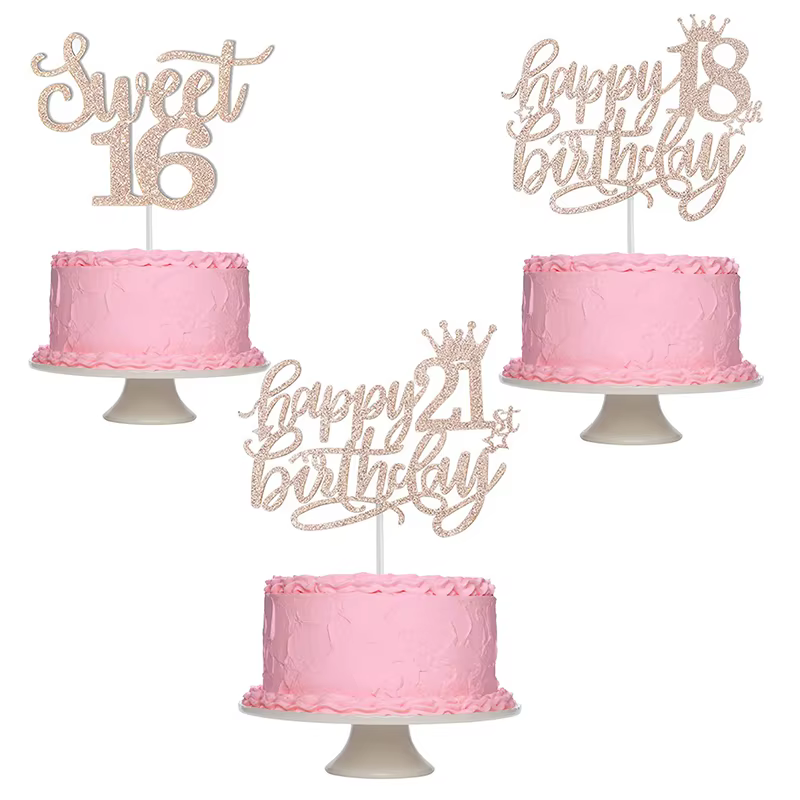 Nouveautés décoration de gâteau joyeux anniversaire en or Rose 13e 16e 18e 21e 30e 40e 50e âge cadeaux pour adultes