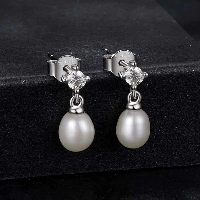 Bamoer – boucles d'oreilles en perles Moissanite, en argent Sterling 925, design unique avec pendentif en perles, certifiées, bijoux fins pour femmes