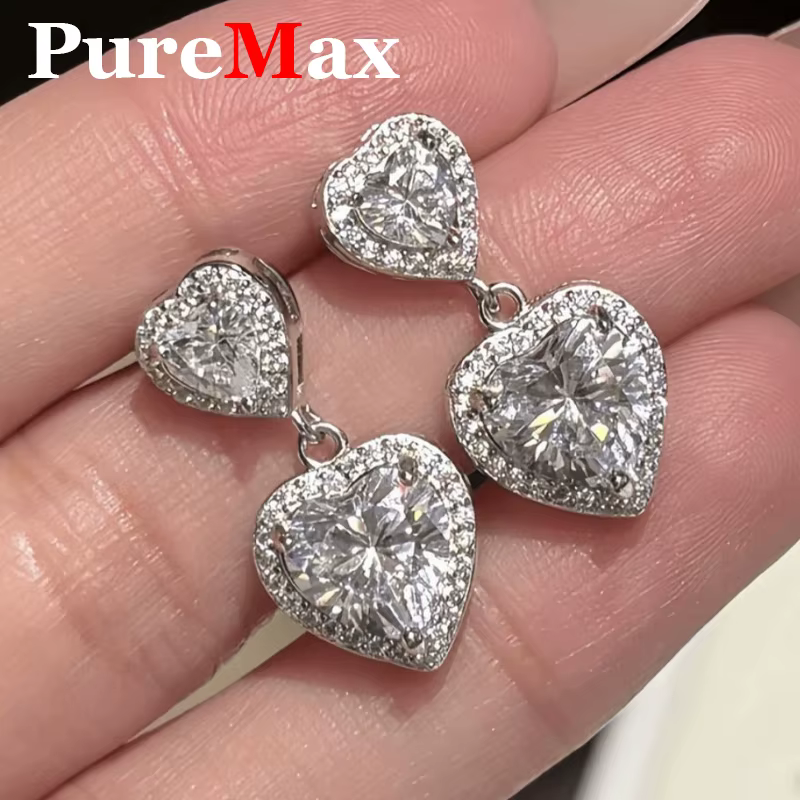 Boucles d'oreilles de luxe en forme de cœur pour femmes