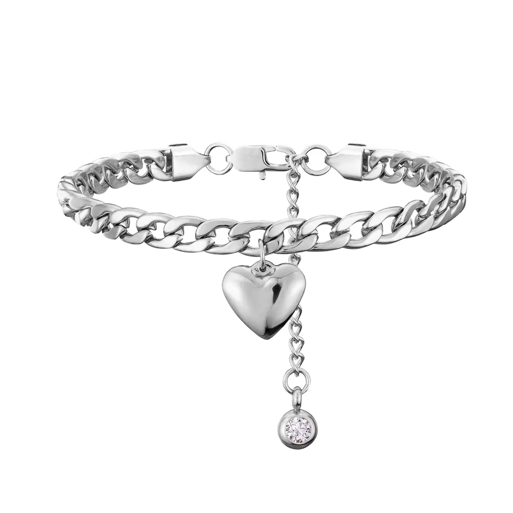 Bracelet de cheville en acier inoxydable argenté pour femme