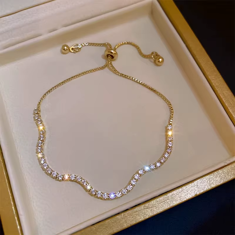 Bracelets en strass ronds brillants pour femmes