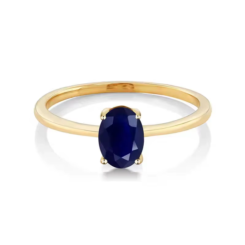 Bague en saphir plaqué or 1 carat pour femme
