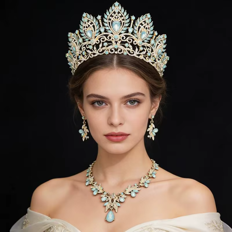 Parures de bijoux de mariée de luxe pour femmes : collier