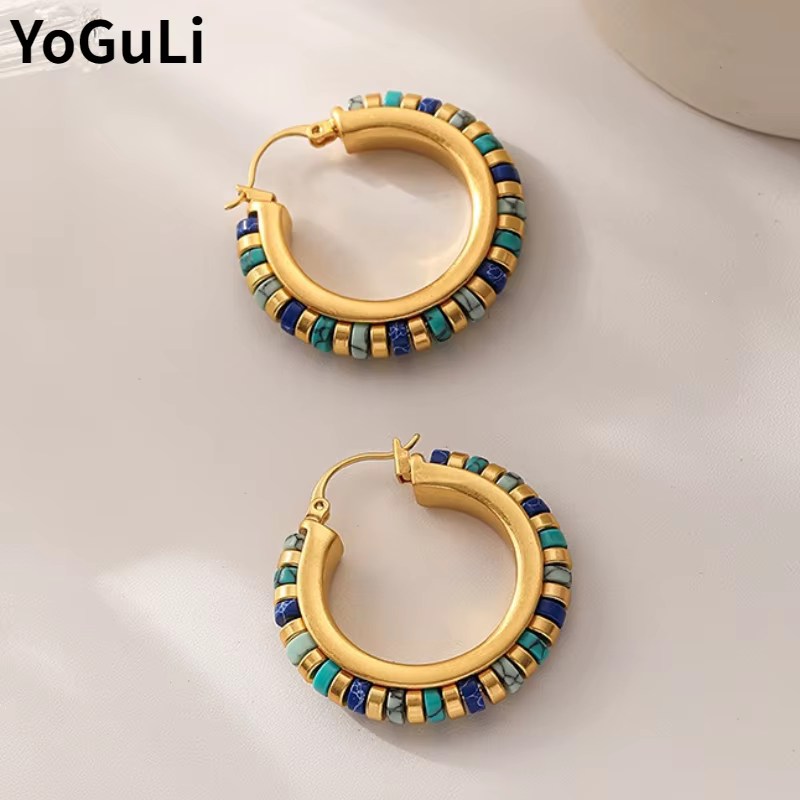 Boucles d'oreilles en pierres vertes pour femmes