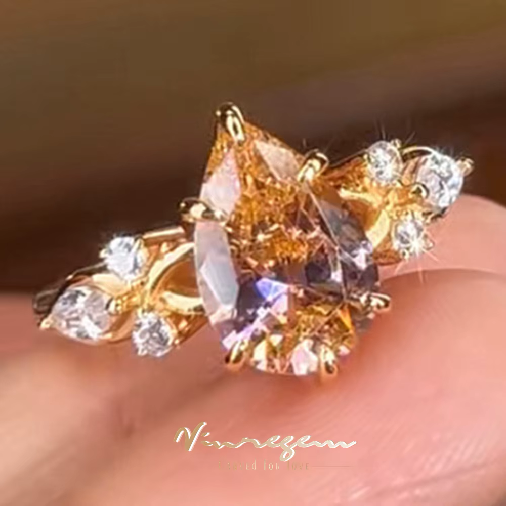 Vinregem – bague de fiançailles en diamants Padparadscha à haute teneur en carbone