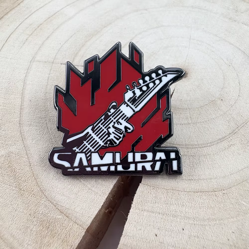 Punk 2077 samouraï-guitare Logo émail broche Anime périphérique métal épinglette accessoire de mode Fans cadeau Souvenir Collection