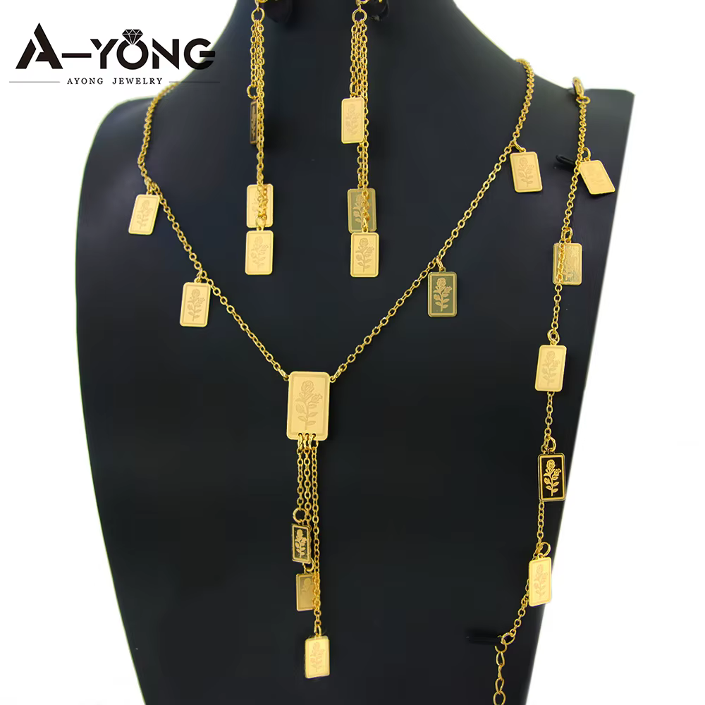 Ensemble de bijoux de mariage plaqué or de Dubaï pour femmes saoudiennes