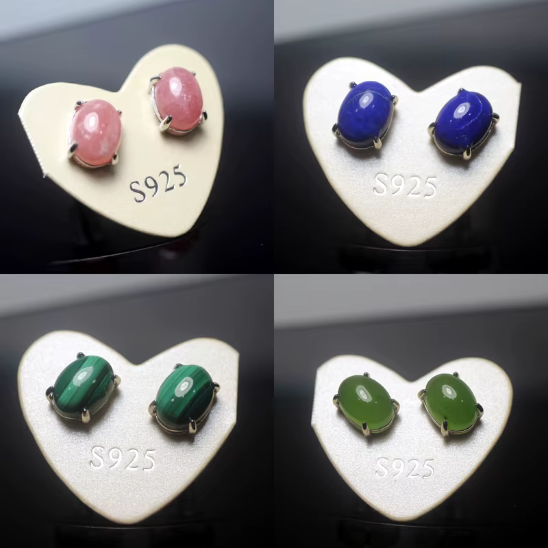 Meihan – boucles d'oreilles en argent naturel avec pierres semi-précieuses