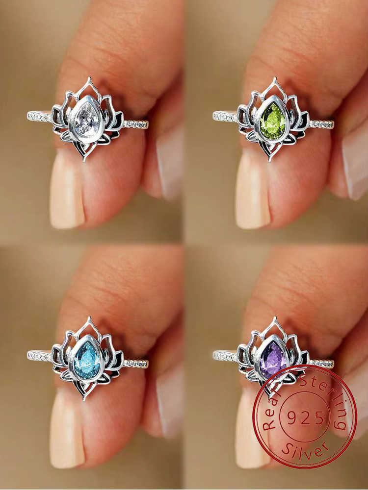 Bague en argent Sterling 925 multicolore