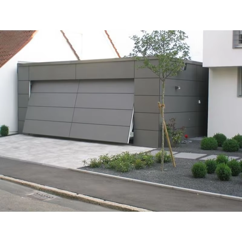 Une fois Art bande de bois couverte porte de garage-double ascenseur incliné garage caché