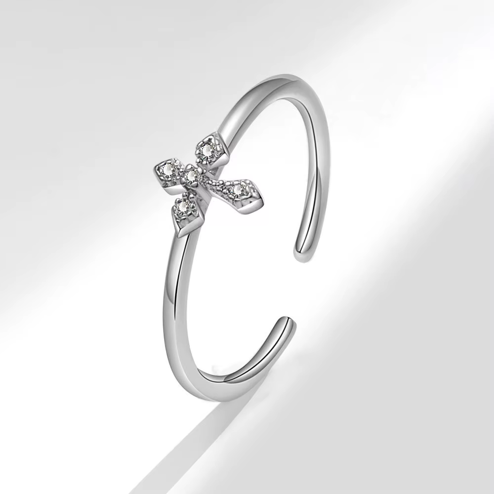 VOQ – bague couleur argent exquise pour femmes