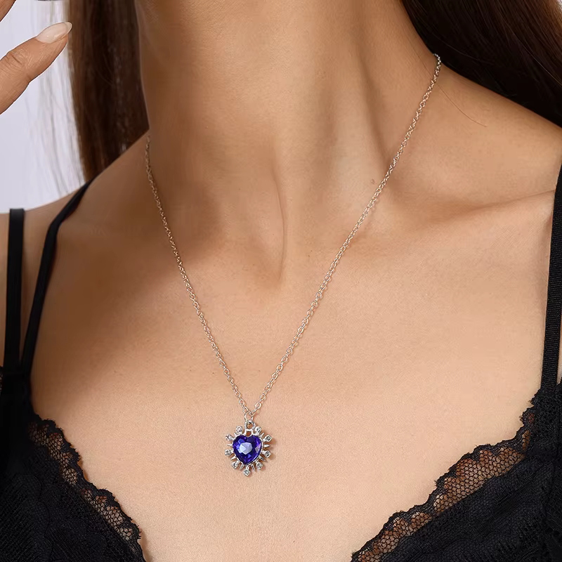 Aihua nouveau Titanic coeur d'océan bleu amour pour toujours pendentif collier pour femmes filles fête Festival bijoux cadeaux