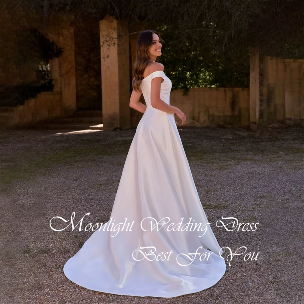 Robe de mariée princesse épaules dénudées coupe trapèze col en V pour femme 2026