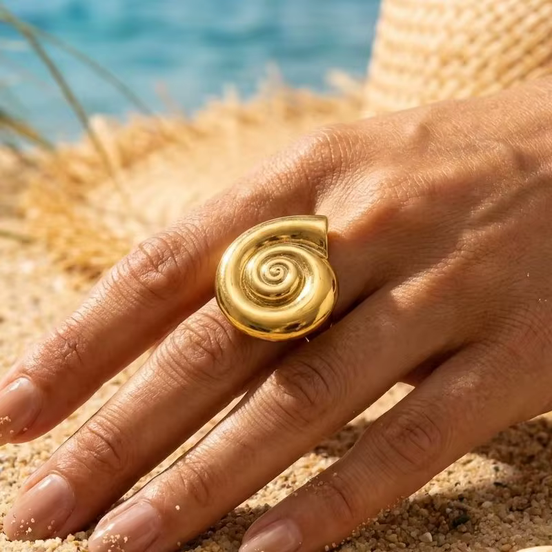 Bague Coquillage Martelé Bohème pour Femme