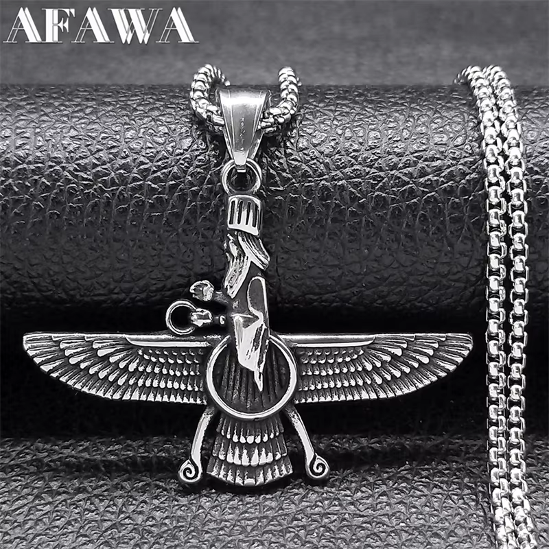 Farvahar Ahura Persia Symdangers Collier Zoroastrien pour Femme et Homme