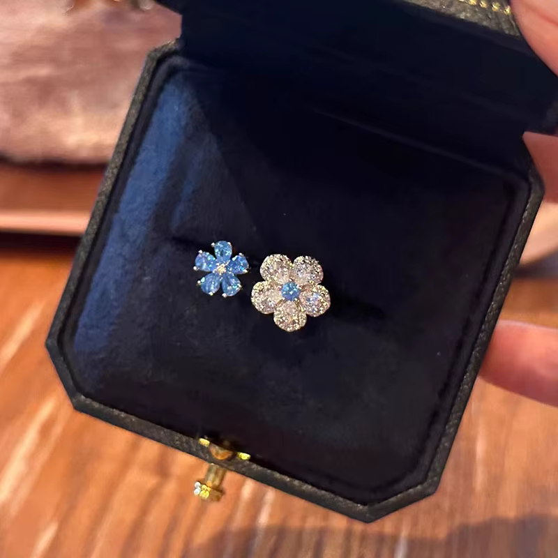 Bague en diamant bleu scintillant pour femmes