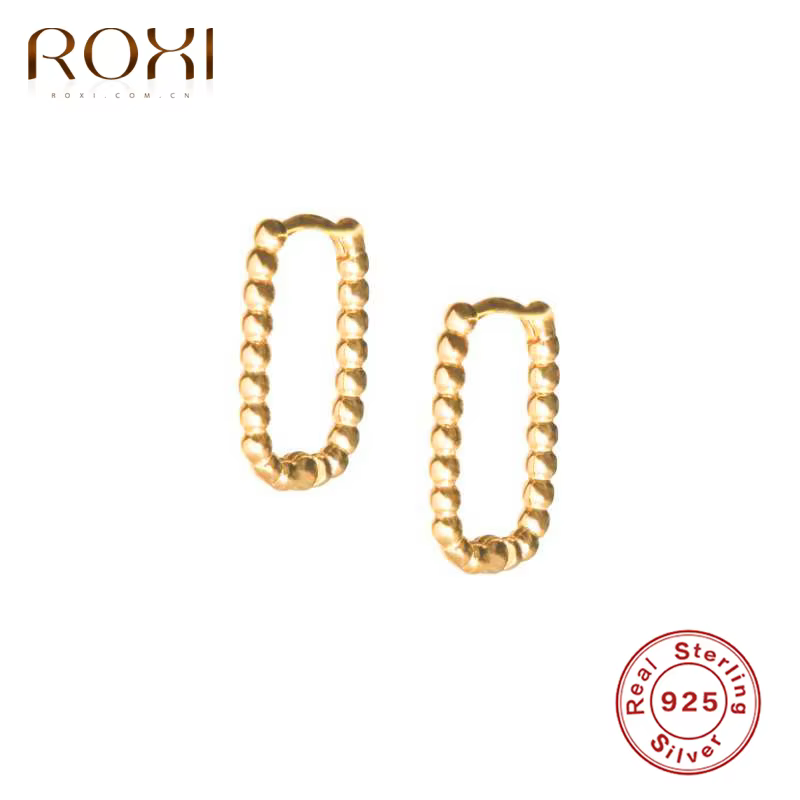 Boucles d'Oreilles Rondes et Rectangulaires en Argent Sterling 925