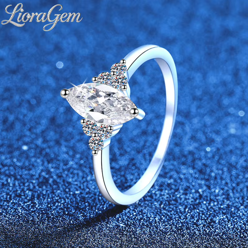 Bague de Fiançailles en Moissanite Marquise 1 Carat pour Femme