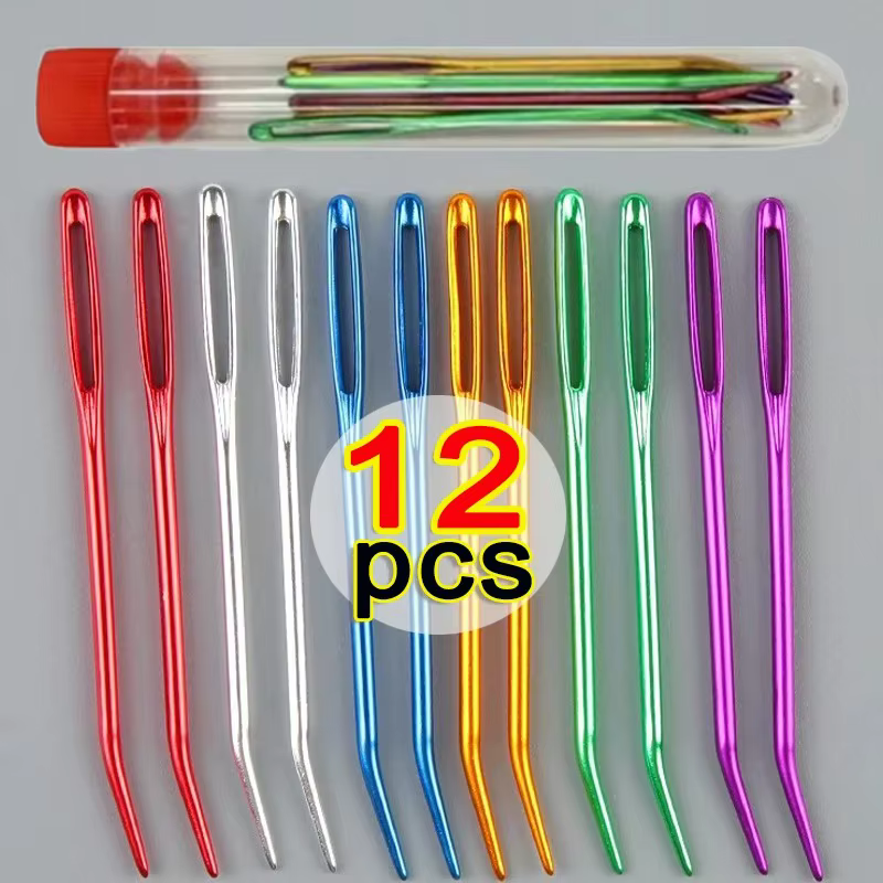 Lot de 12 aiguilles à tricoter et à crocheter avec fils