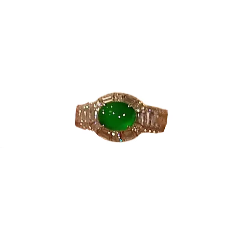 Classic Inspiration inlay Diamonds Natural chalcedony Green rings for women Charms Retro Elliptical Ring Banquet Jewelry Gift