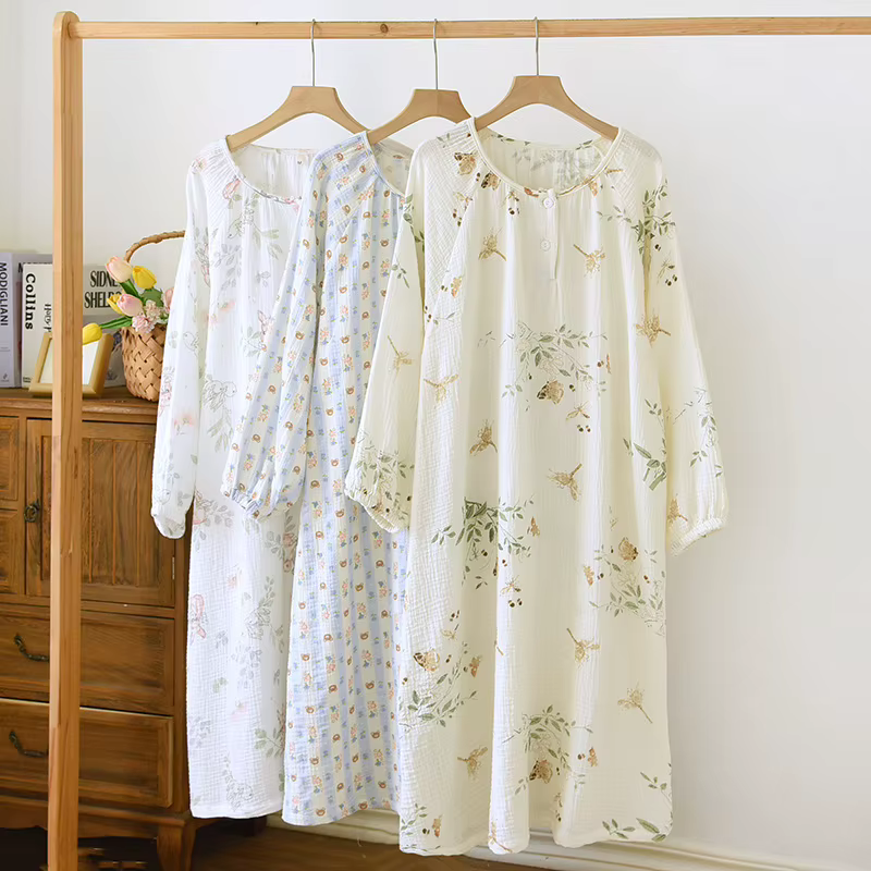 Robes à fleurs en gaze de coton 100% pour femmes