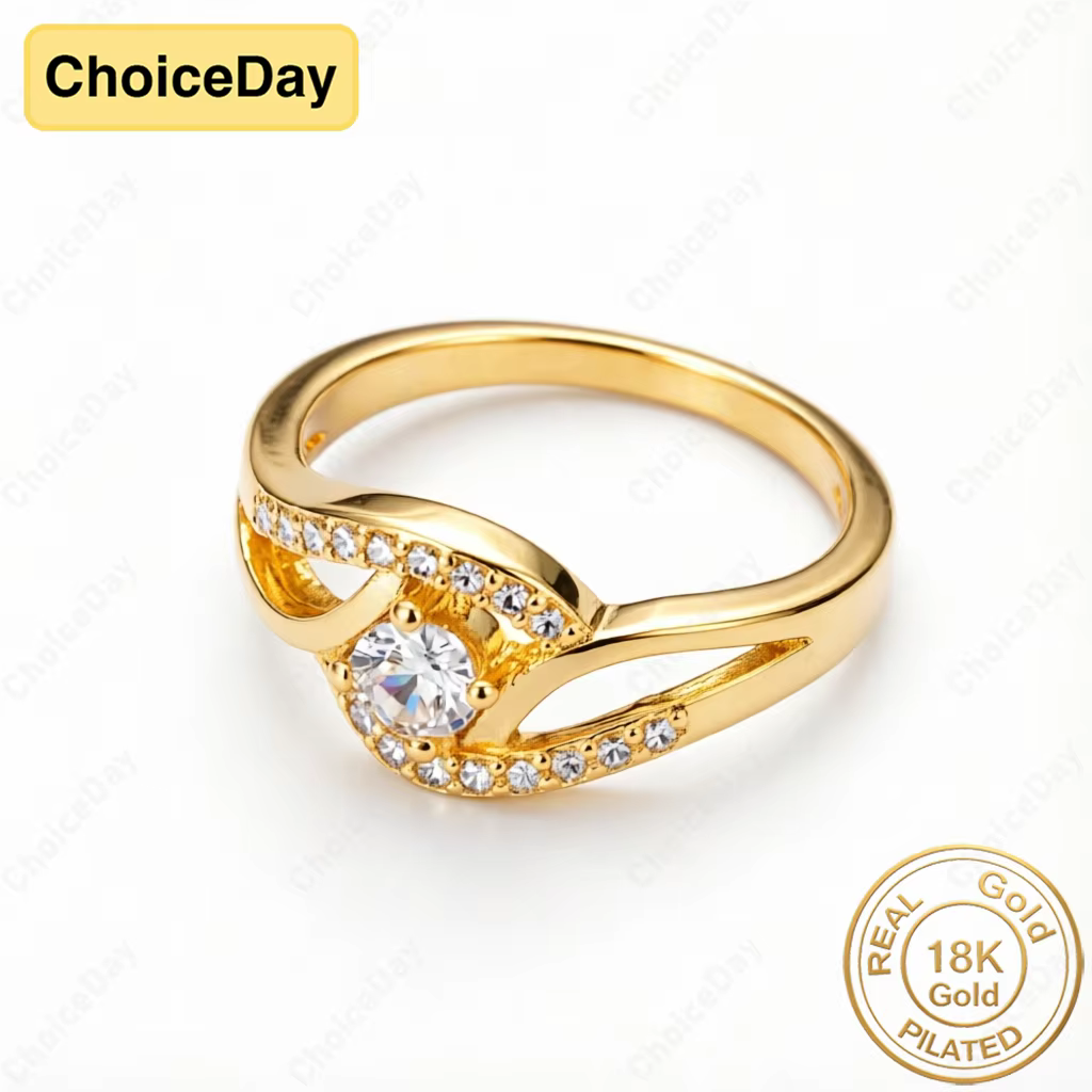 Bague en Zirconia torsadée exquise plaquée or 18 carats - Bijoux élégants pour femmes