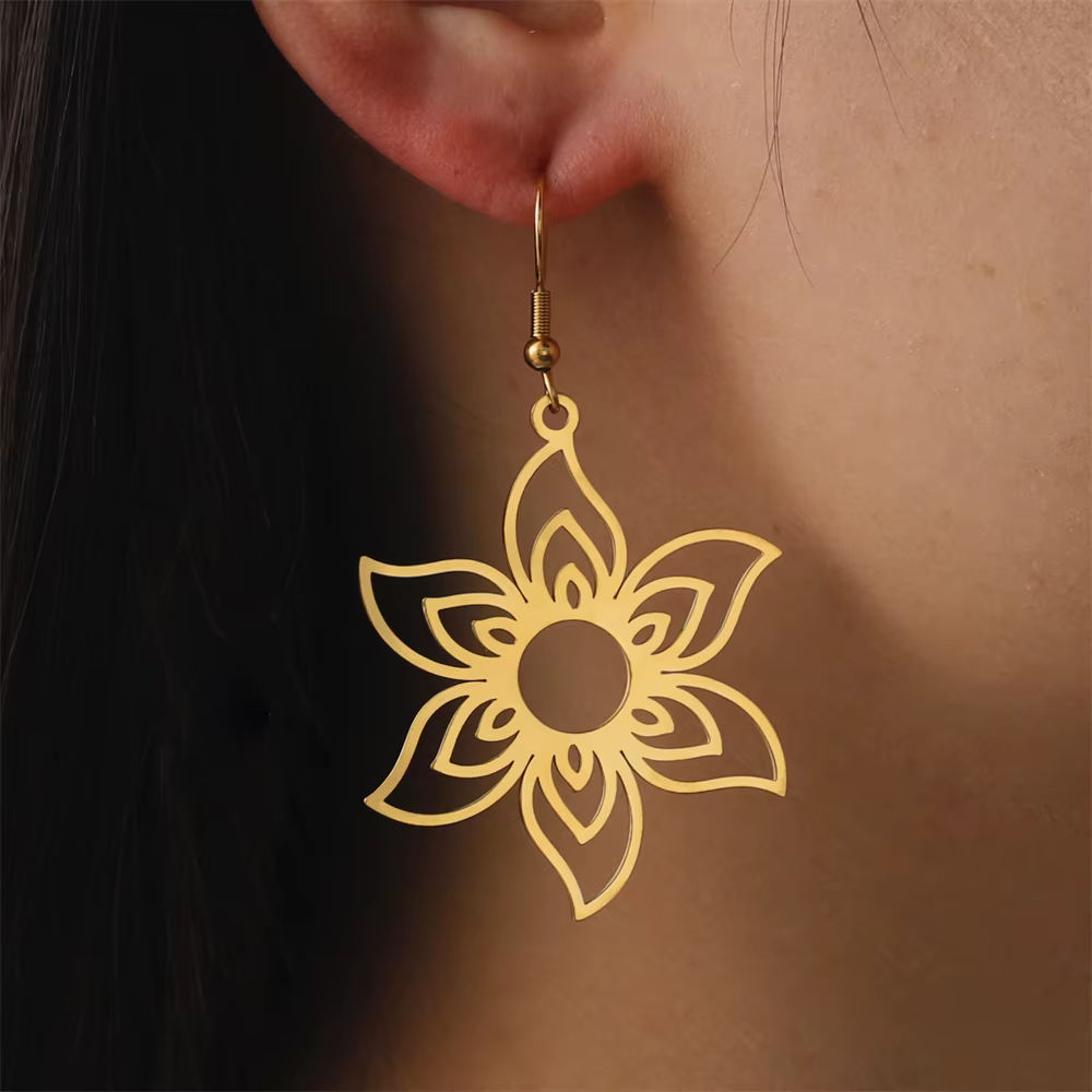 Boucles d'oreilles pendantes à fleurs éternelles