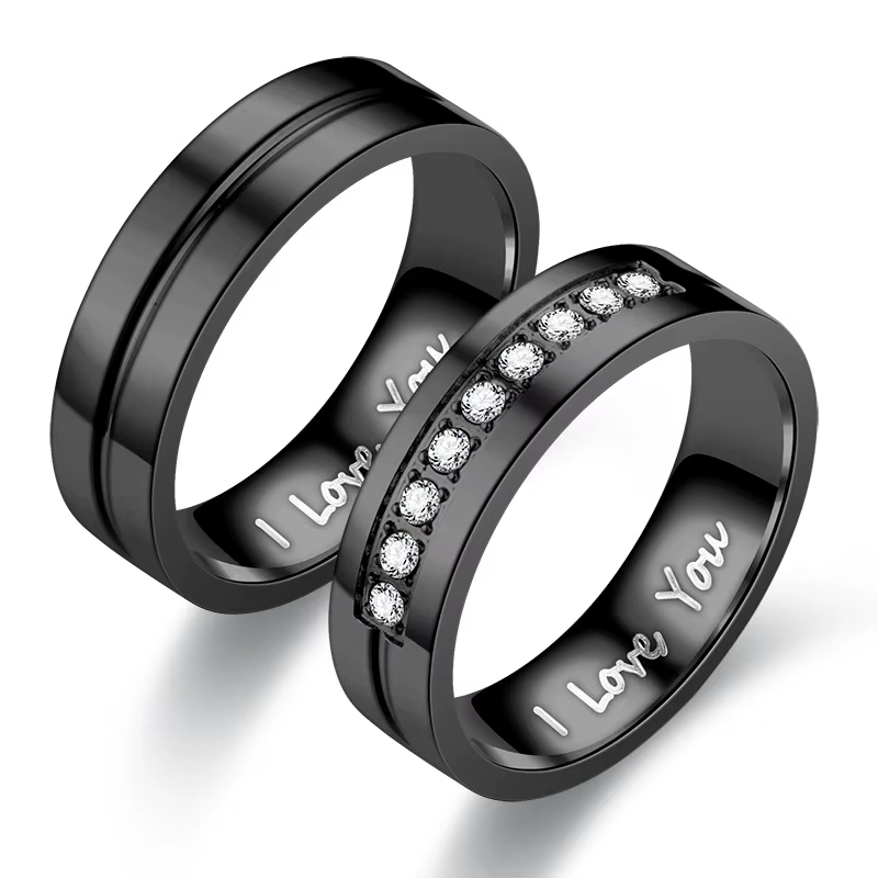 Bague en acier titane pour femmes et hommes