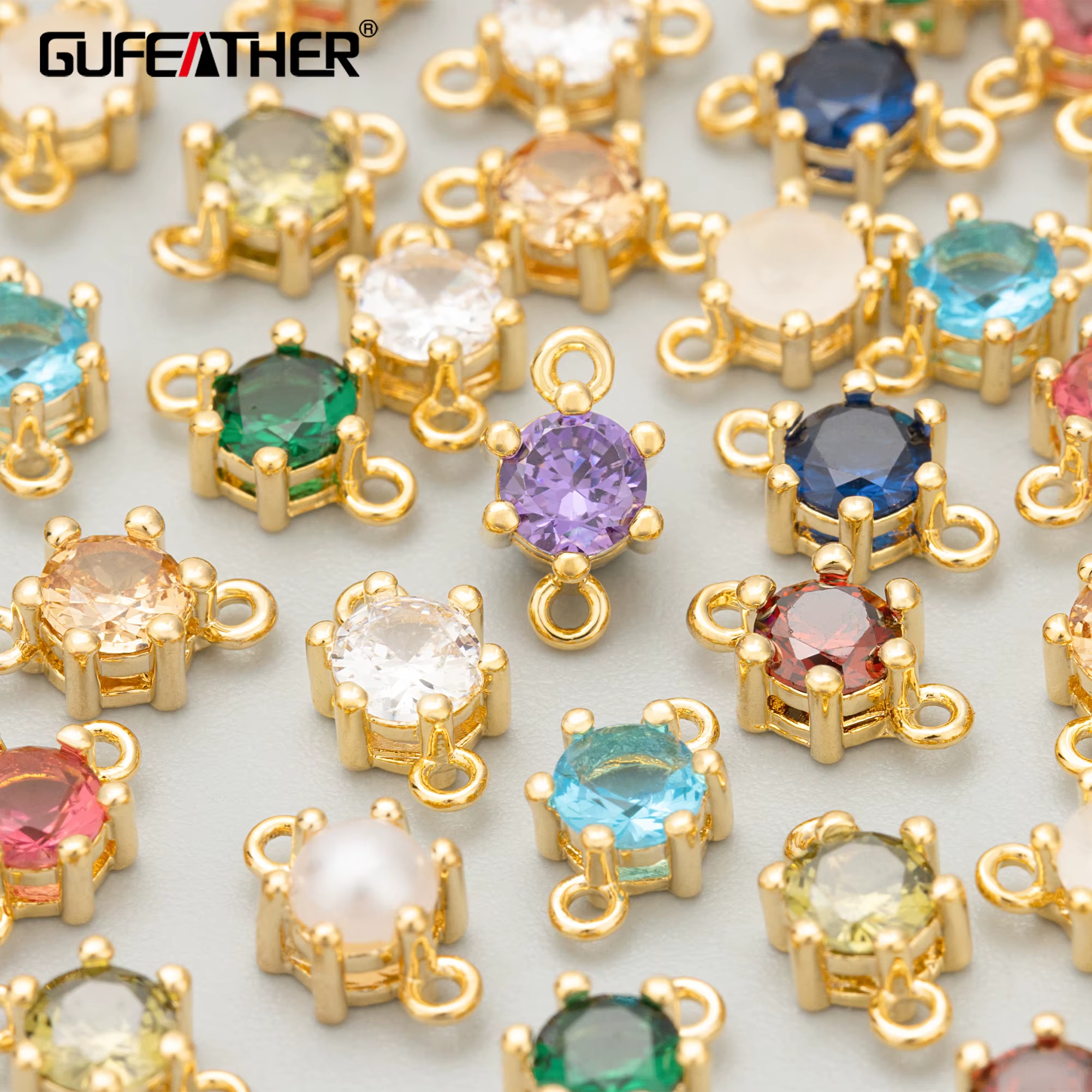 GUFEATHER ME57, accessoires de bijoux, plaqué or 18 carats, sans nickel, cuivre, zircons, breloques, fabrication de bijoux, pendentifs de bricolage, 10 pièces/lot