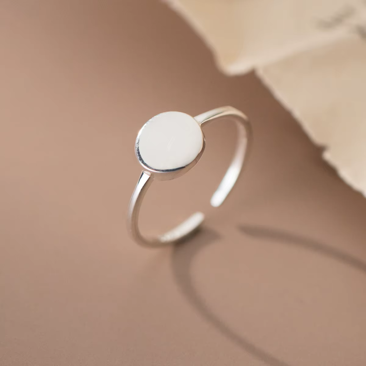 Bagues ouvertes rondes à surface lisse en argent Sterling 925 pour femmes