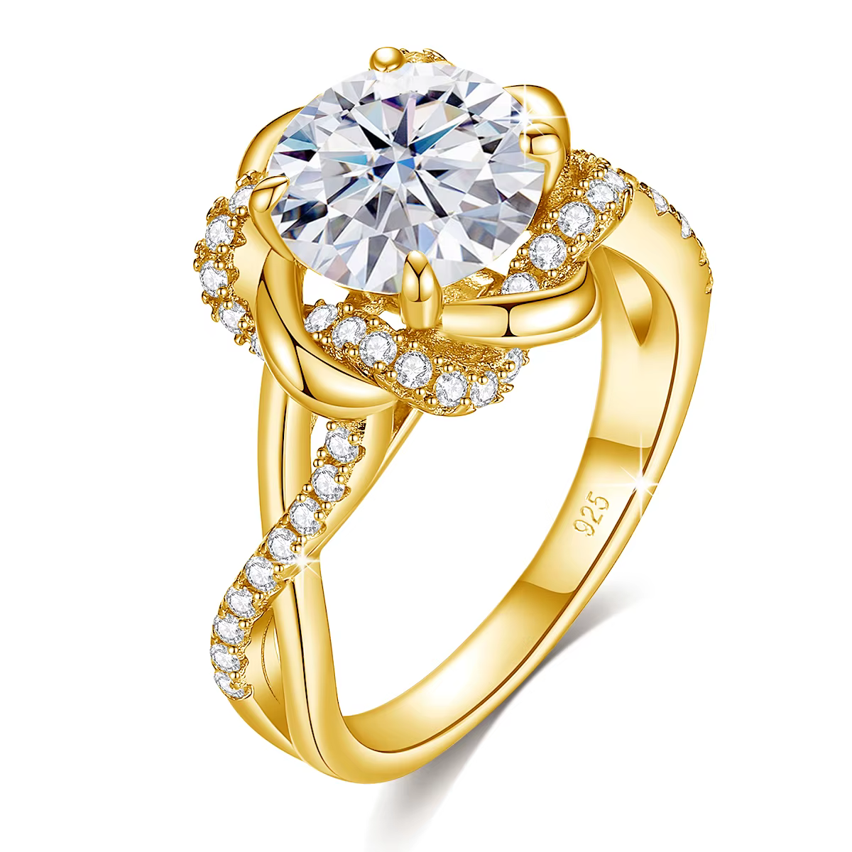 Szjinao Bague étoile de FC Moissanite 3 carats pour femme
