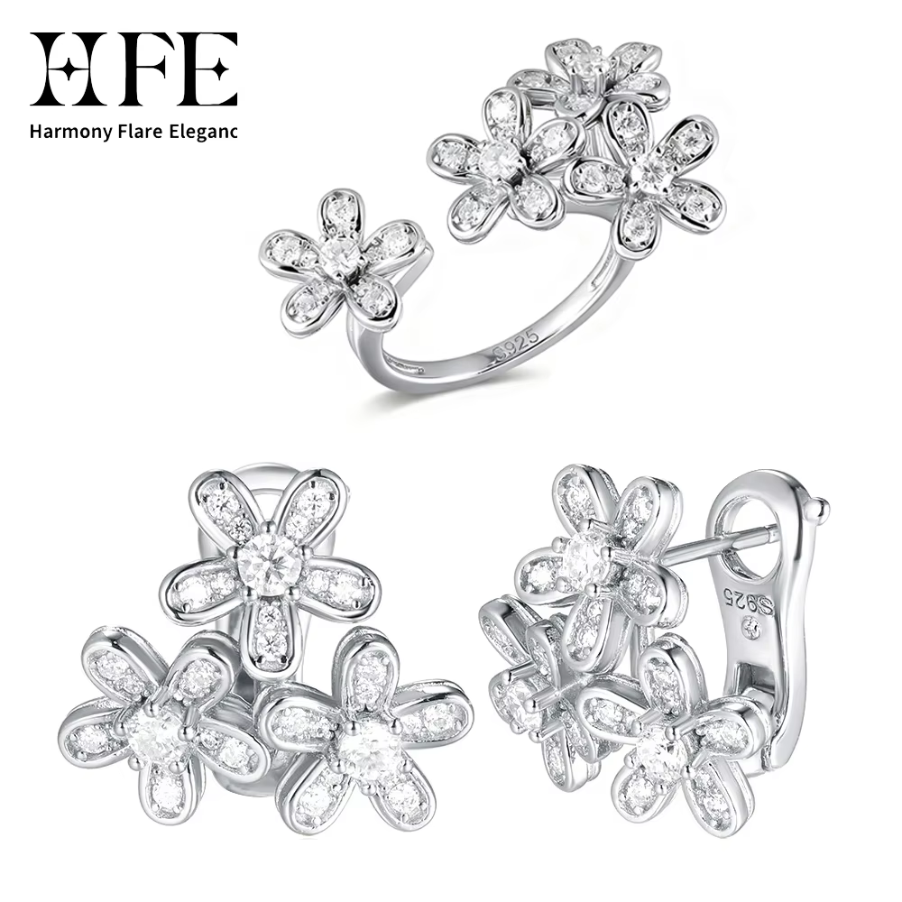 HFE – boucles d'oreilles à fleurs en argent Sterling 925