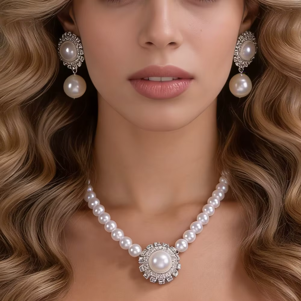 Ensemble de bijoux scintillants en perles fabriquées à la main
