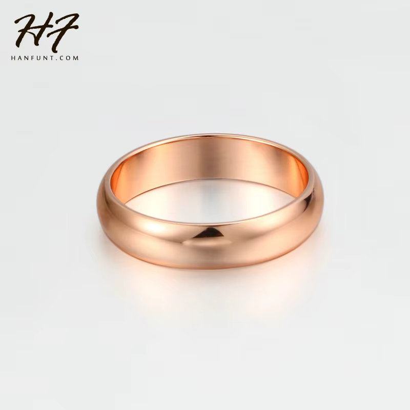 Bagues de couple en métal or rose pour hommes et femmes