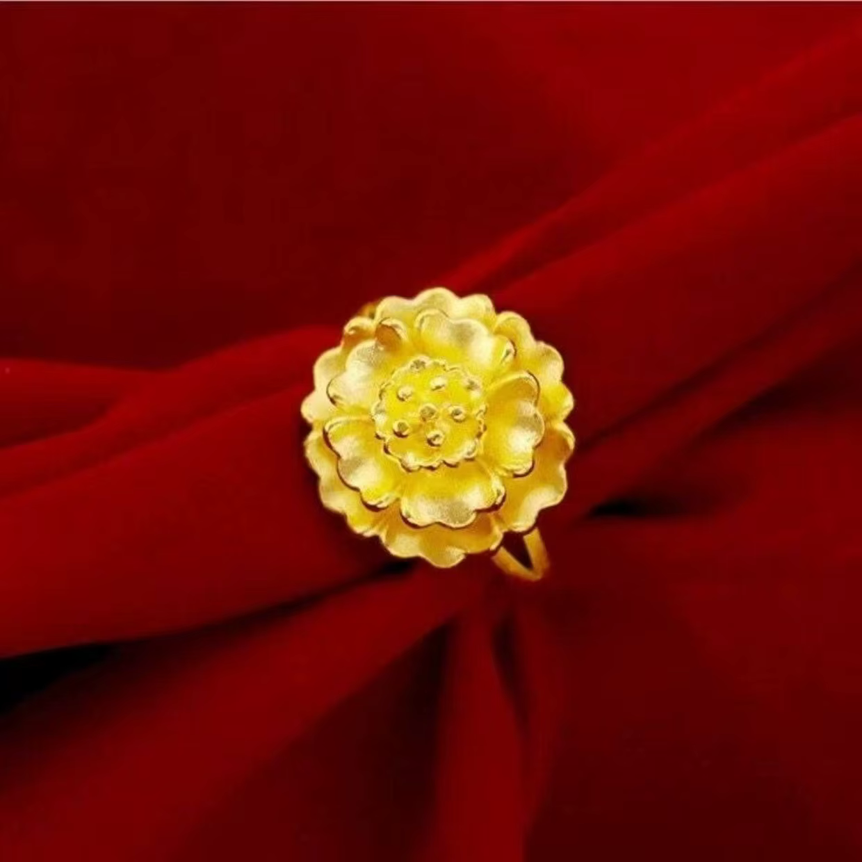 Bague de couple en or véritable 24 carats 9999