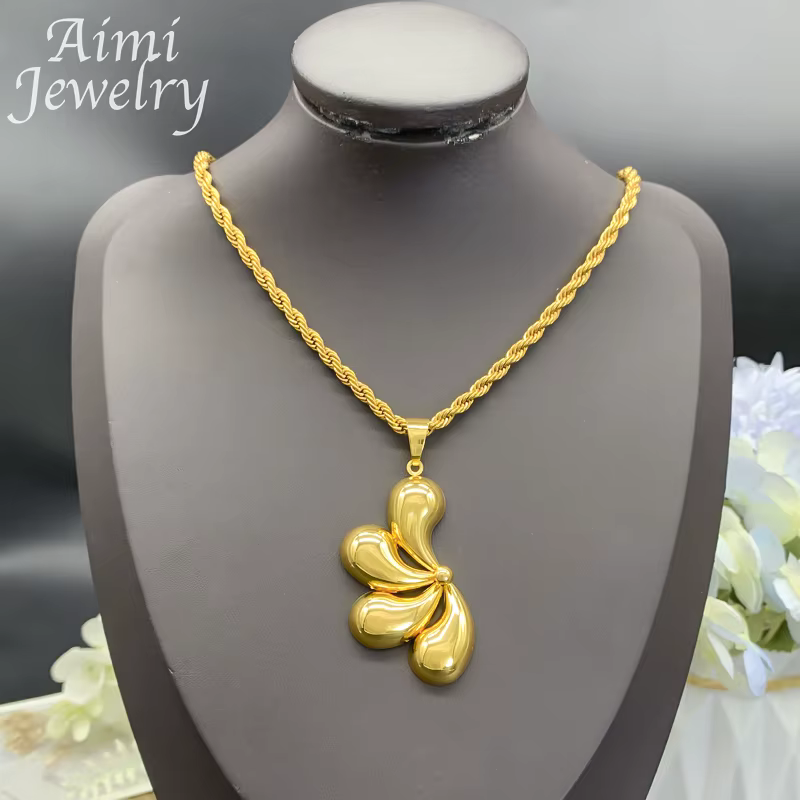 Ensemble de bijoux italiens simples plaqués or 18 carats pour femmes