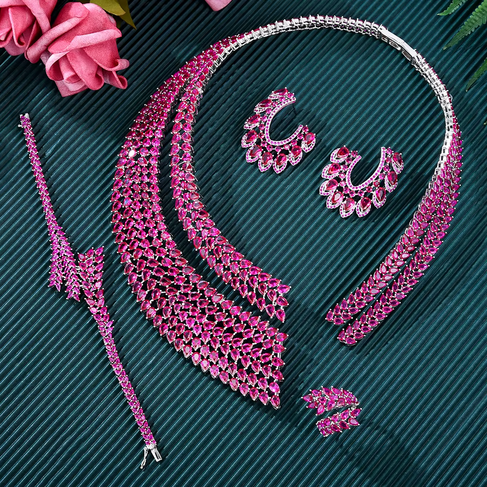 GODpastels-Parure de bijoux de luxe pour femme, ensemble de bijoux africains et indiens, marque célèbre, pour fête de mariage, cadeau en cristal, pour les patients de Dubaï