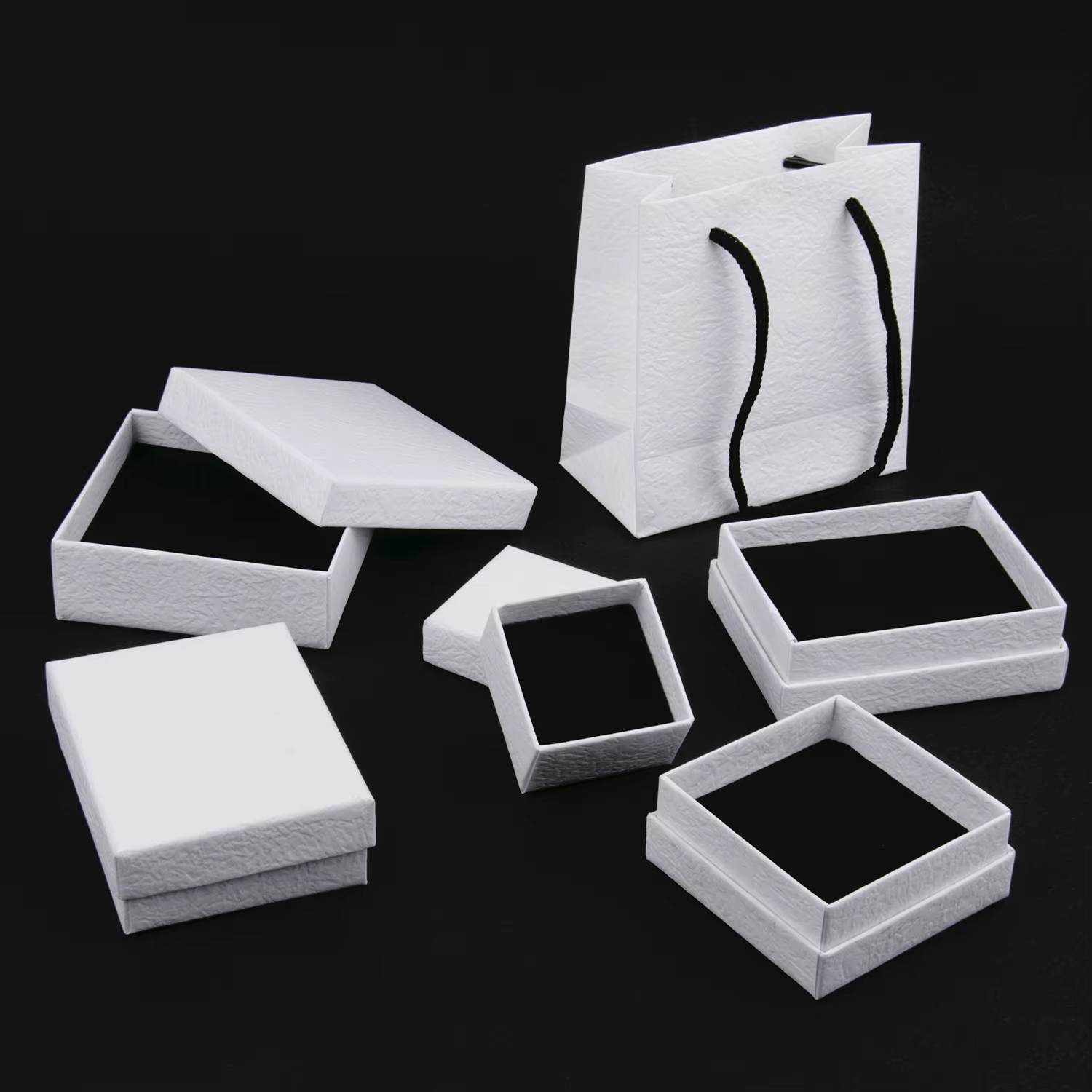 Boîte en Carton d'emballage de bijoux blanc givré