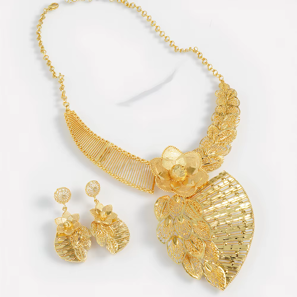 Collier bijoux grand ensemble fleur