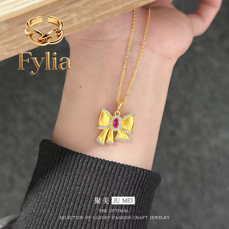 Collier pendentif Fylia Jewelry en or véritable 24 carats 9999