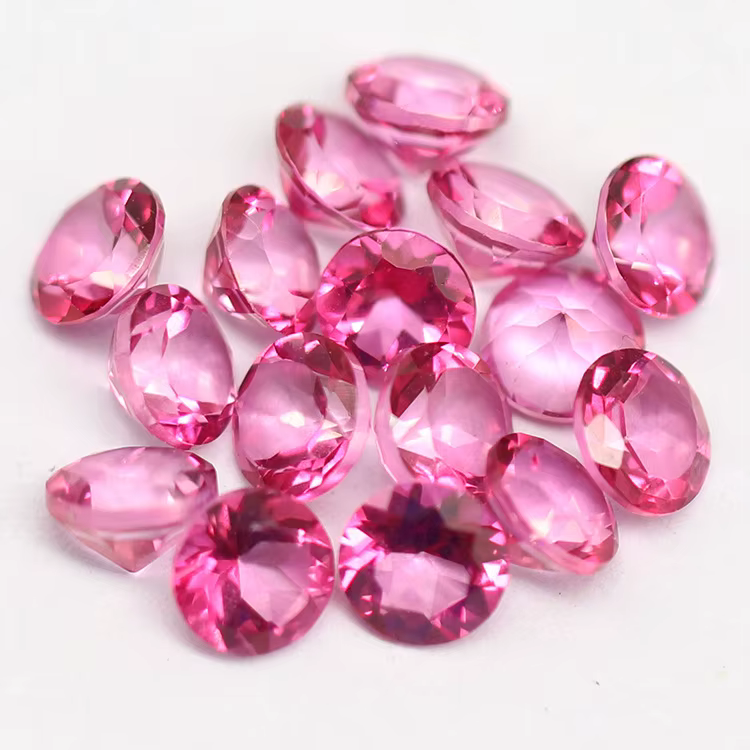 Topaze rose ronde, qualité 3A